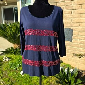 Talbots Red Hearts Top Tee L/XL ❤ NWT Retail $55-